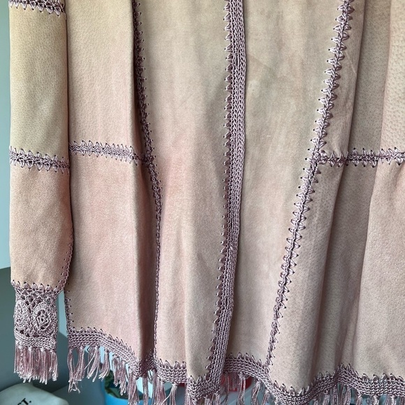 Dressbarn Leather Jacket Womens Long Sleeve Button Up Shingles Pink - Picture 10 of 12